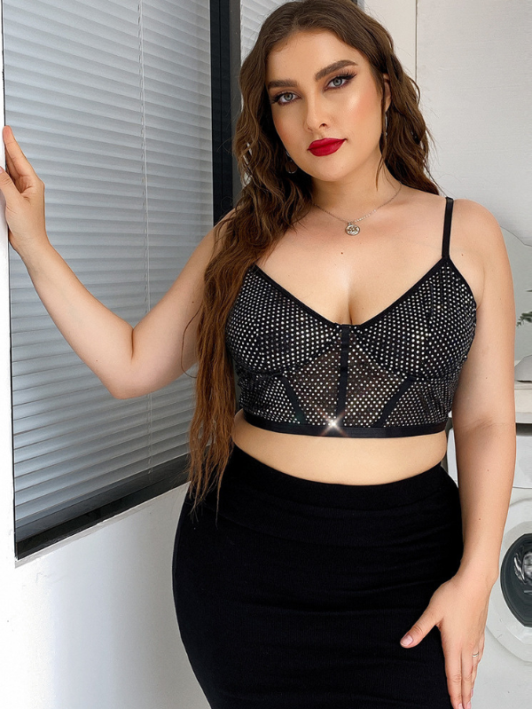 Plus Rhinestone Bustier Bralette
