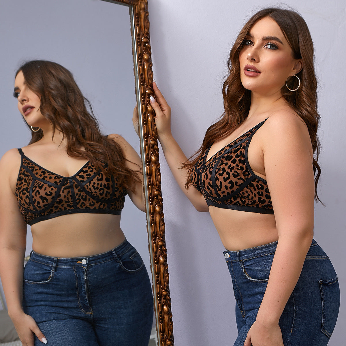 Plus Leopard Print Crisscross Back Bralette