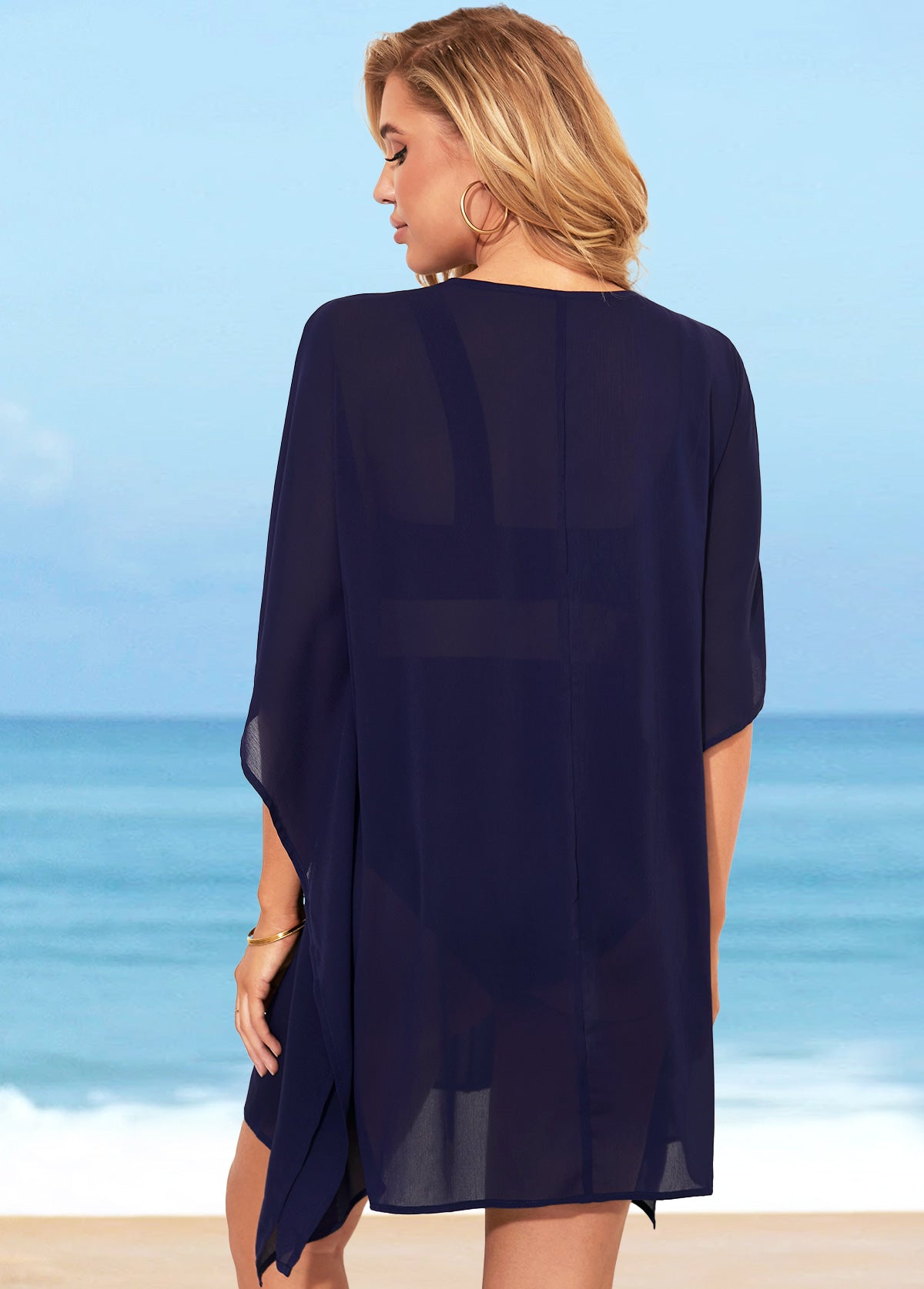 Grommet Navy Blue Tie Front Cover Up