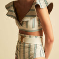 Striped Ruffle Split Fashion Swimsuit