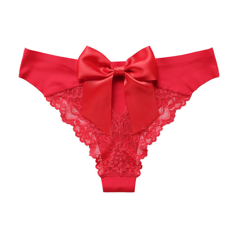 No Show Thong With Bowknot