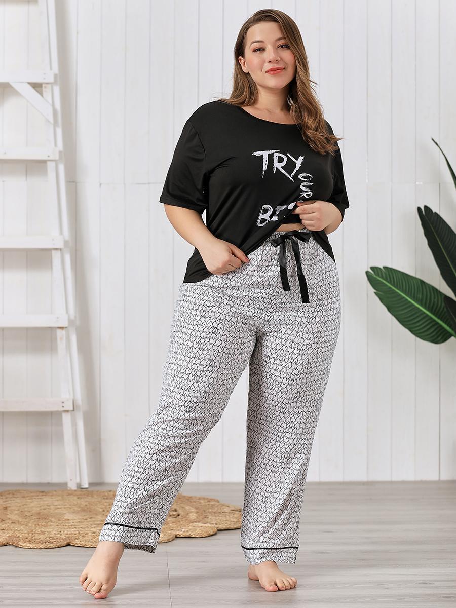 Plus Letter (TRY OUR BEST) Pajama Set