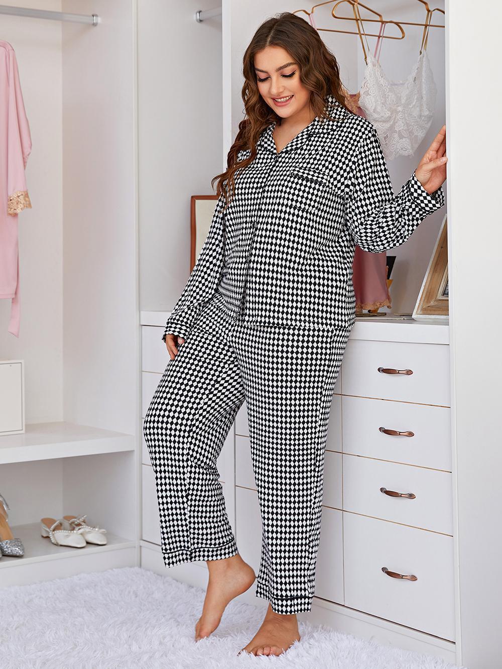 Plus Plaid Button-up PJ Set