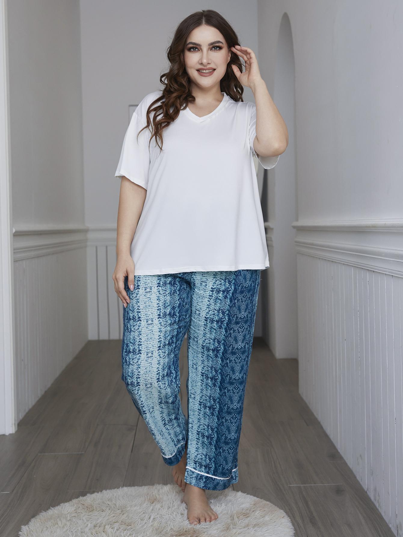 Plus Tie-Dye Plain Pajama Set