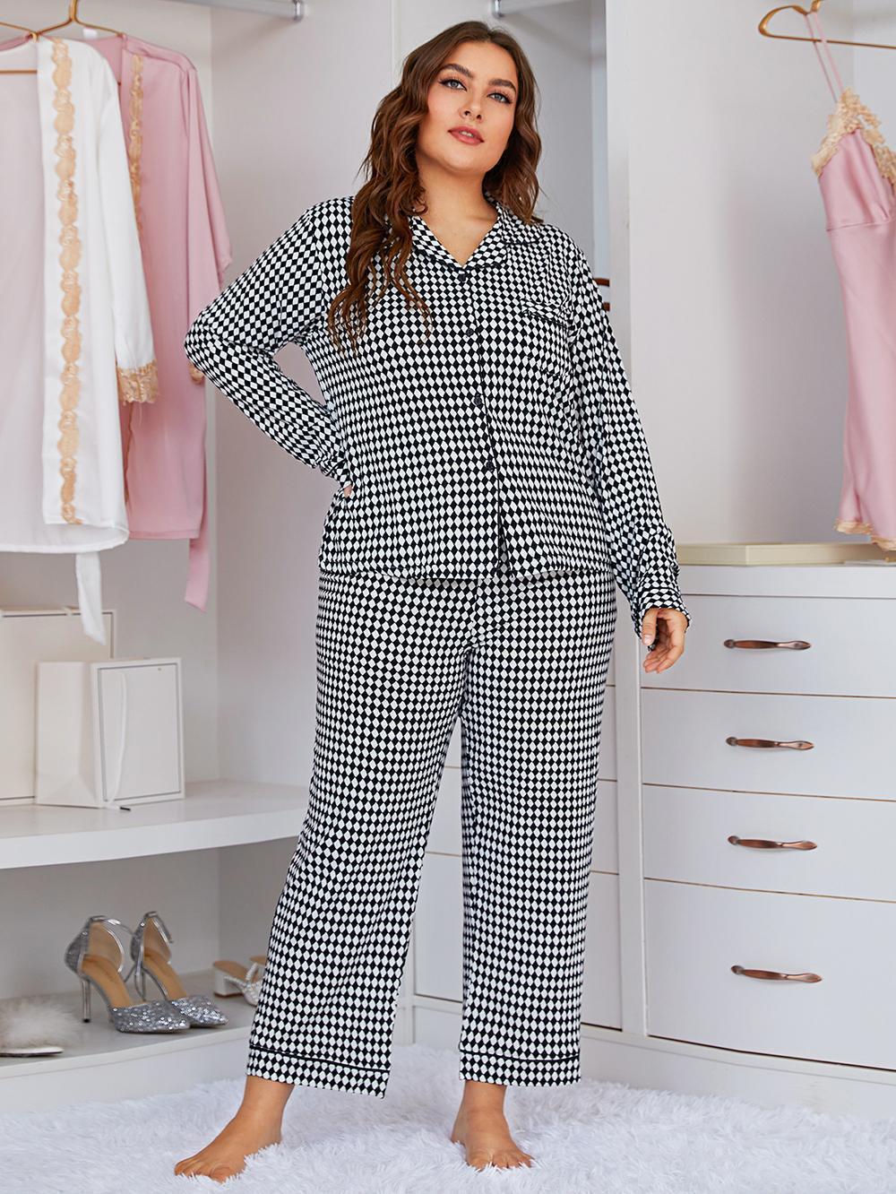 Plus Plaid Button-up PJ Set