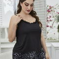Plus Contrast Lace Cami Top & Cheetah Shorts PJ Set