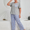 Plus Floral Print Pocket Tee and Pants PJ Set
