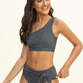 One Shoulder Wrap Tie Bikini Set