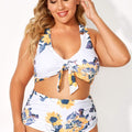 Ensemble bikini à col en V imprimé tournesol