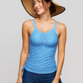 Ensemble tankini rayé à col rond et cordon de serrage