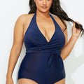 Maillot de bain une pièce bleu marine à bretelles croisées 