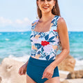 Floral Square Neckline Tie Back High Waist Tankini Set