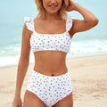 Ruffle Straps Square Neckline High Waist Two-piece Bikini Set