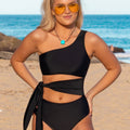Maillot de bain une pièce à découpe et ceinture élastique