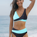 Twist Color Contrast Patchwork Bikini Set